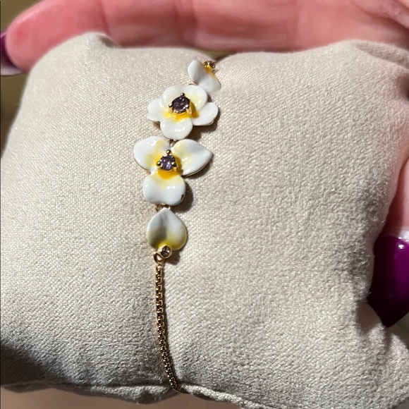NWOT Kate Spade Precious Pansy adjustable gold tone bracelet - Picture 7 of 8